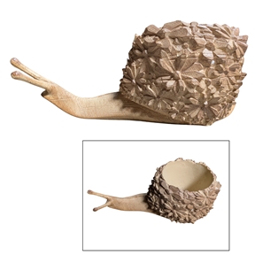 Cache-pot escargot résine taupe 38 x 18 ht 15cm