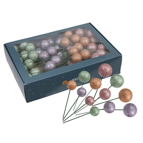 Boules pailletées sur pique pastel ø20-30-40mm x 100