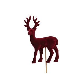 Pique cerf rouge foncé ht 13cm (x4)