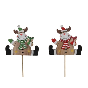 Pique bois cerf rouge-vert x10