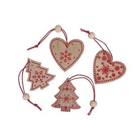 Coeur + sapin bois à suspendre 5cm ass x20