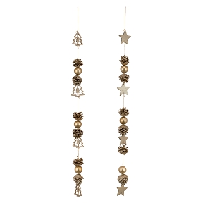 1 x Suspension étoile + pomme de pin rose doré 7 x 6 ht 92cm