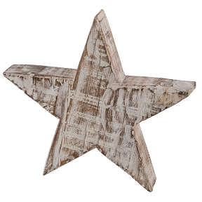 Etoile bois à poser blanchi 14 x 4 x 14cm