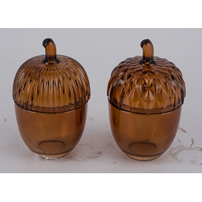 Pot verre gland brun ø7 ht 11.5cm