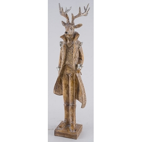 Cerf résine beige-argent 17.5 x 20 ht 60.5cm