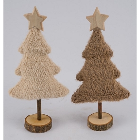 1 x Sapin tissu crème-beige 20 x 8 ht 55cm