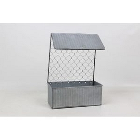 Jardinière métal + tôle grise 22 x 10 ht 30cm