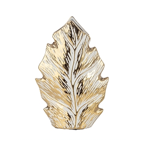 Vase céramique feuille doré 18 x 6 ht 26cm