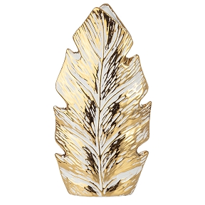 Vase céramique feuille doré 19 x 8 ht 34cm