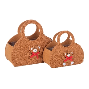 Panier feutrine motif ours set de 2