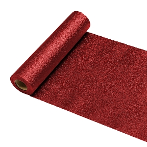 Chemin de table pailletté rouge 30cm x 5m