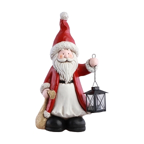 Père-Noël résine + lanterne métal 23 x 16.5 x 45.5cm