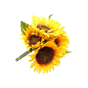 Bouquet 5 tournesols jaune ht 25cm