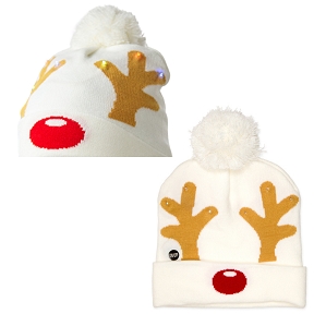 Bonnet + led blanc motif Noël