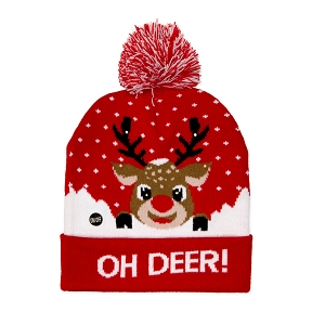 Bonnet + led rouge motif Noël