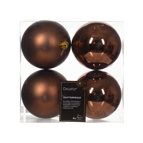 Boules Noël palstique marron foncé ø 100mm x 4