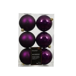 Boules Noël plastique figue assorties ø80 mm x 6
