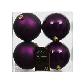 Boules Noël plastique figue assorties ø100 mm x 4