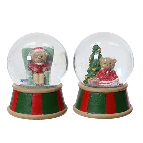 1 x Boule à neige rouge-verte ø10 ht 13cm