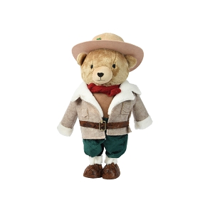 Ours tissu brun + chapeau 20 x 25 ht 45cm