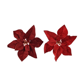 1 x Poinsettia velours rouge sur clip ø 28cm