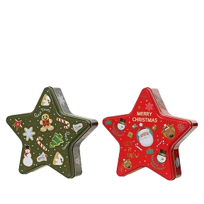 Boite metal forme etoile 19 x 19 x 5cm ass