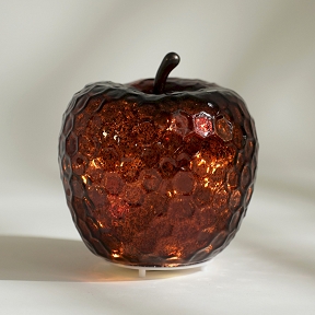 Pomme verre craquelée rouge ø 16 cm + led