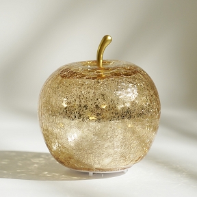 Pomme verre craquelée or ø 16 cm + led