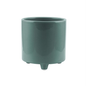 Cache pot céramique sur pied bleu canard ø 7 cm ht 8 cm