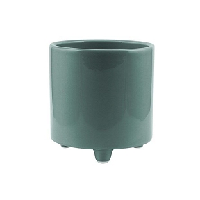 Cache pot céramique sur pied bleu canard ø 9 ht 9 cm