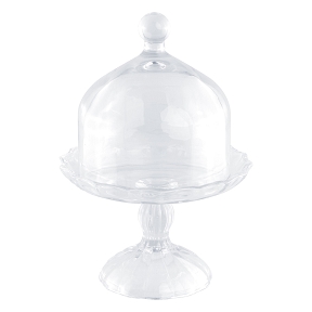 Plateau verre + cloche pétunia sur pied ø 16.4 ht 23 cm