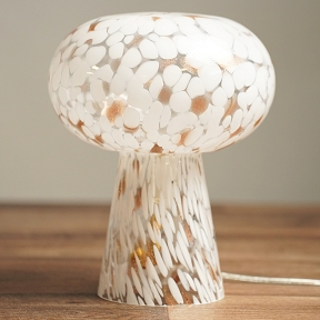 Lampe verre champignon nuage blanc or ø 21 ht 25 cm