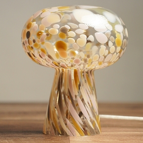 Lampe verre champignon nuage brun jaune rose ø 21 ht 25 cm