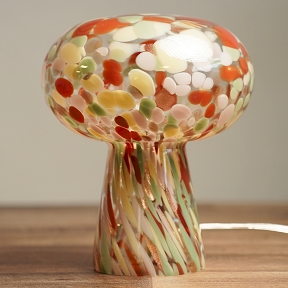 Lampe verre champignon nuage rouge vert rose ø 21 ht 25 cm