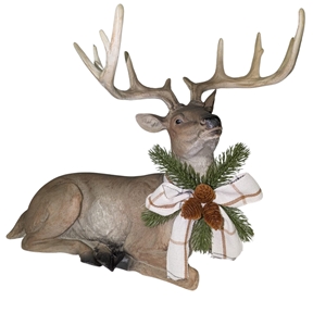 Cerf couché + noeud 38 x ht 32 cm