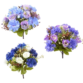 1 Piquet bleuet rose buis 35 cm