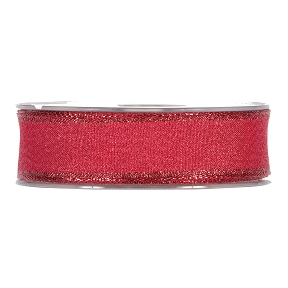 Ruban tissu brillant rouge armé 25 mm x 20 m