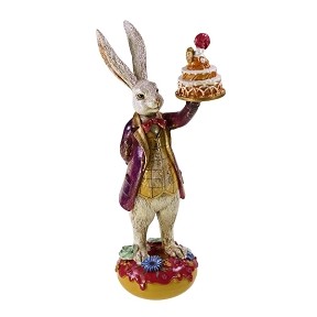 LAPIN RESINE AVEC GATEAU HT 29 CM