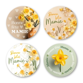 Etiquettes jeso quatro ronde "bonne fête mamie"