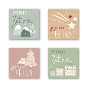 Etiquettes jeso quatro carré "joyeuses fêtes"