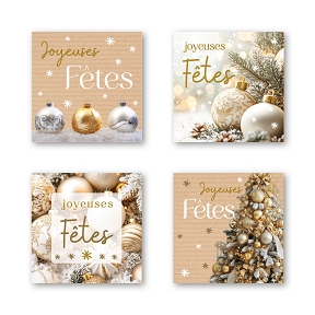 Etiquettes jeso quatro carré "joyeuses fêtes"