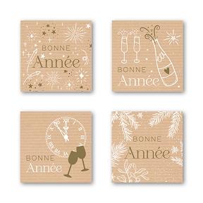 Etiquettes jeso quatro carré "bonne année"