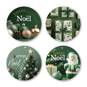 Etiquettes jeso quatro ronde "joyeux noël"
