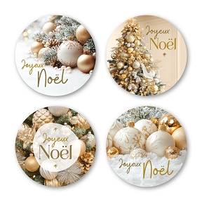 Etiquettes jeso quatro ronde "joyeux noël"
