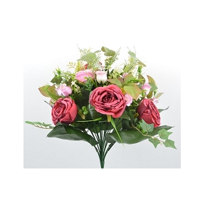 PIQUET ROSES ANGLAISE GRAMINES HT 45 CM LIE DE VIN