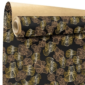 Bobine kraft écru imprime spirales or-noir 0.70 x 50m