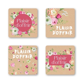 Etiquettes jeso quatro carré "plaisir d'offrir"