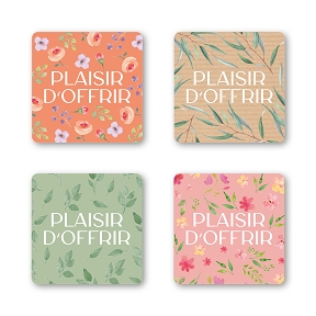 Etiquettes jeso quatro carré "plaisir d'offrir"