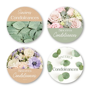 Etiquettes jeso quatro rondo "sincères condoléances"