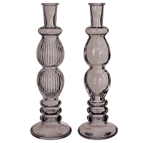 1 x Bougeoir/vase verre florence gris ø9 ht 28cm